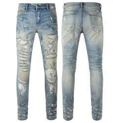 Men\'s Patch Slimming And Perforated Jeans