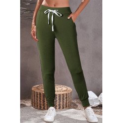 Moss Green Drawstring Waist Pocketed Joggers