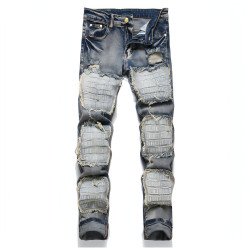 RawEdge™ – Distressed Patchwork Slim Jeans