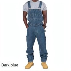 RuggedForm™ – Men\'s Loose-Fit Denim Utility Overalls