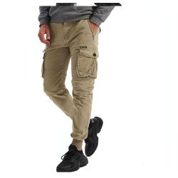 Spring Men\'s Tappered Work Clothes Multi-pocket Loose Casual Pants