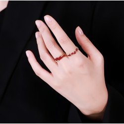 Pigeon Blood Ruby Ring Female 18K Gold Treasure Double-layer Tail Ring Elastic Model