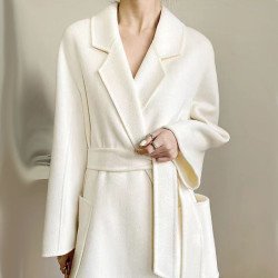 Women\'s Fashion Double-Sided Cashmere Water Ripple Coat – Luxury & Versatility