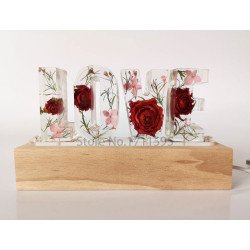 BloomLetter™ – Personalisierbares Blumen-Nachtlicht mit Holzrahmen & LED