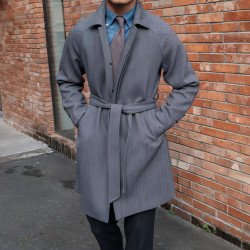 Men\'s Herringbone Wool Slim Fit Mid Length Coat