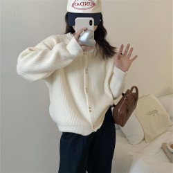 Korean Style Women\'s Long Sleeve Sweater Coat