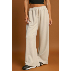 Apricot Loop Drawstring Casual Wide Leg Pants