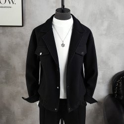 Suit Collar Woolen Jacket Coat Men\'s Thickened Casual Loose