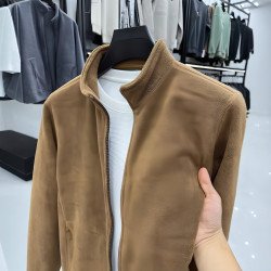Stand Collar Zipper Thermal Polar Fleece Men\'s Coat