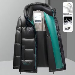 New Winter Down Jacket Men\'s Duck Down Cold-proof Black Gold Graphene Disposable Hooded Jacket