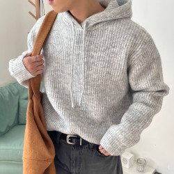 Men\'s Slouchy Fluffy Hoodie Jacket – Soft Thickened Winterwear