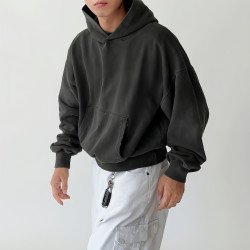 New Casual All-matching Hooded Loose Sweater Men\'s Retro Style Jacket