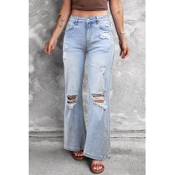 Beau Blue Vintage Light Wash Distressed Flare Jeans