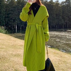 Green Alpaca Women \'s Wool Sweater Coat Cardigan Handmade Clothing