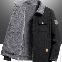A.1 Men\'s Fleece-lined CottonCasual Jacket Coat Lambswool