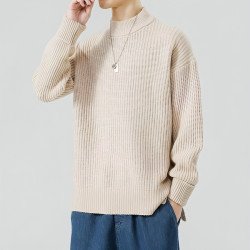 Half High Necked Sweater For Men\'s Casual Knitwear Outerwear