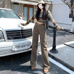 Brown High Waist Retro Jeans