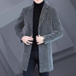 A Men\'s Duster Mid-length Slim-fit Woolen Coat