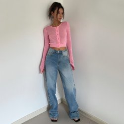 Women\'s Retro High Waist Loose Wide Legs Jeans