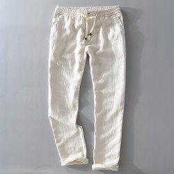 Linen Men\'s Casual Pants Youth Loose Thin
