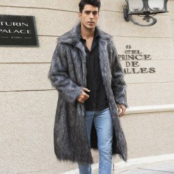 A.1 Men\'s Imitation Fox Fur Warm Coat Jacket